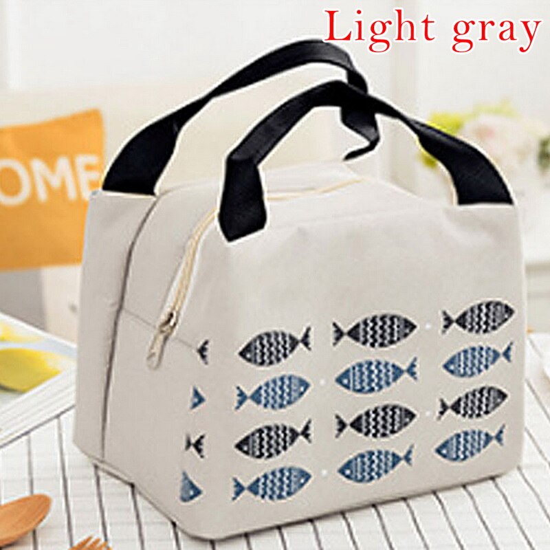 Fisch Druck Mittagessen Kasten Für Camping Liefert Kühler Picknick Taschen Isolierte Thermische Mittagessen Tasche Schule Lebensmittel Tasche Frauen Strand Handtaschen: Beige