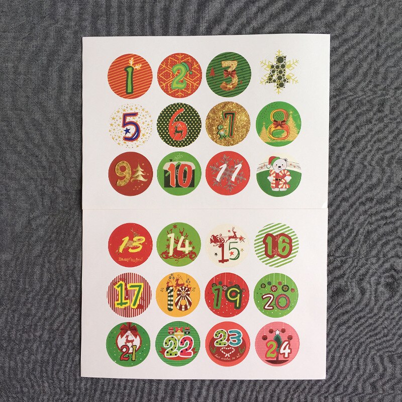Merry Christmas Stickers Advent Calendar Number Paper Stickers Multi-Function DIY Crafts Packaging Labels Decor Tools: 10