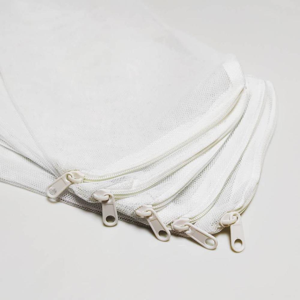 5 PCS Polyester Filter Mesh Net Bag Aquarium Fish Tank Pond Media Zip Zipper White