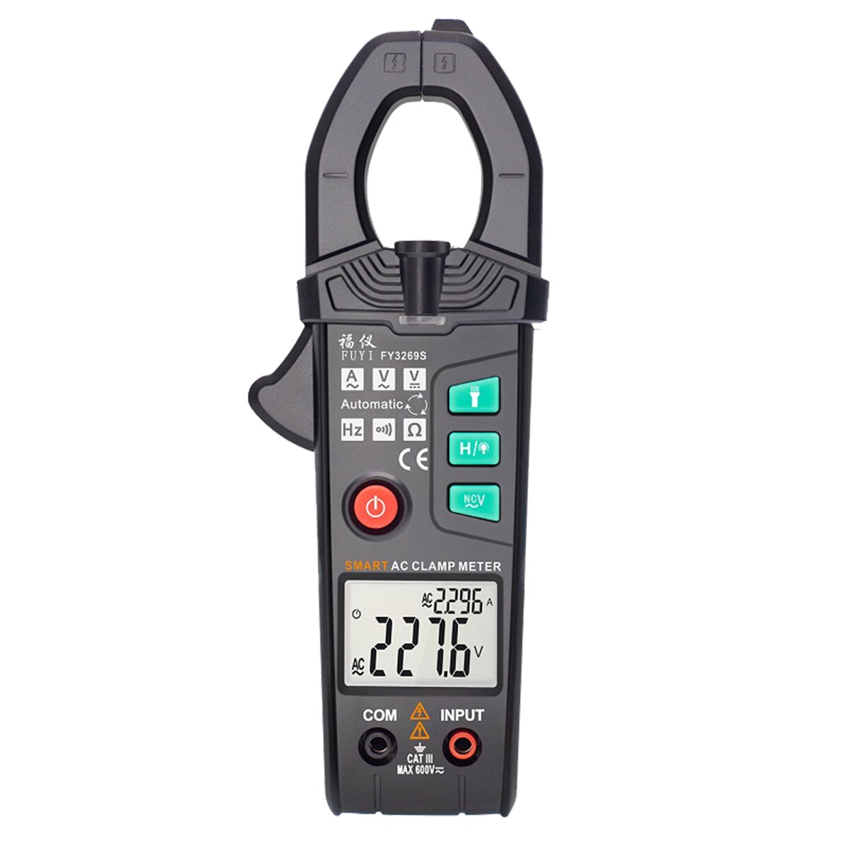FUYI Multifunctional AC Clamp Meter 6000 Count Dual Parameter Display Clamp Multimeter True RMS AC Current Clamp Ammeter