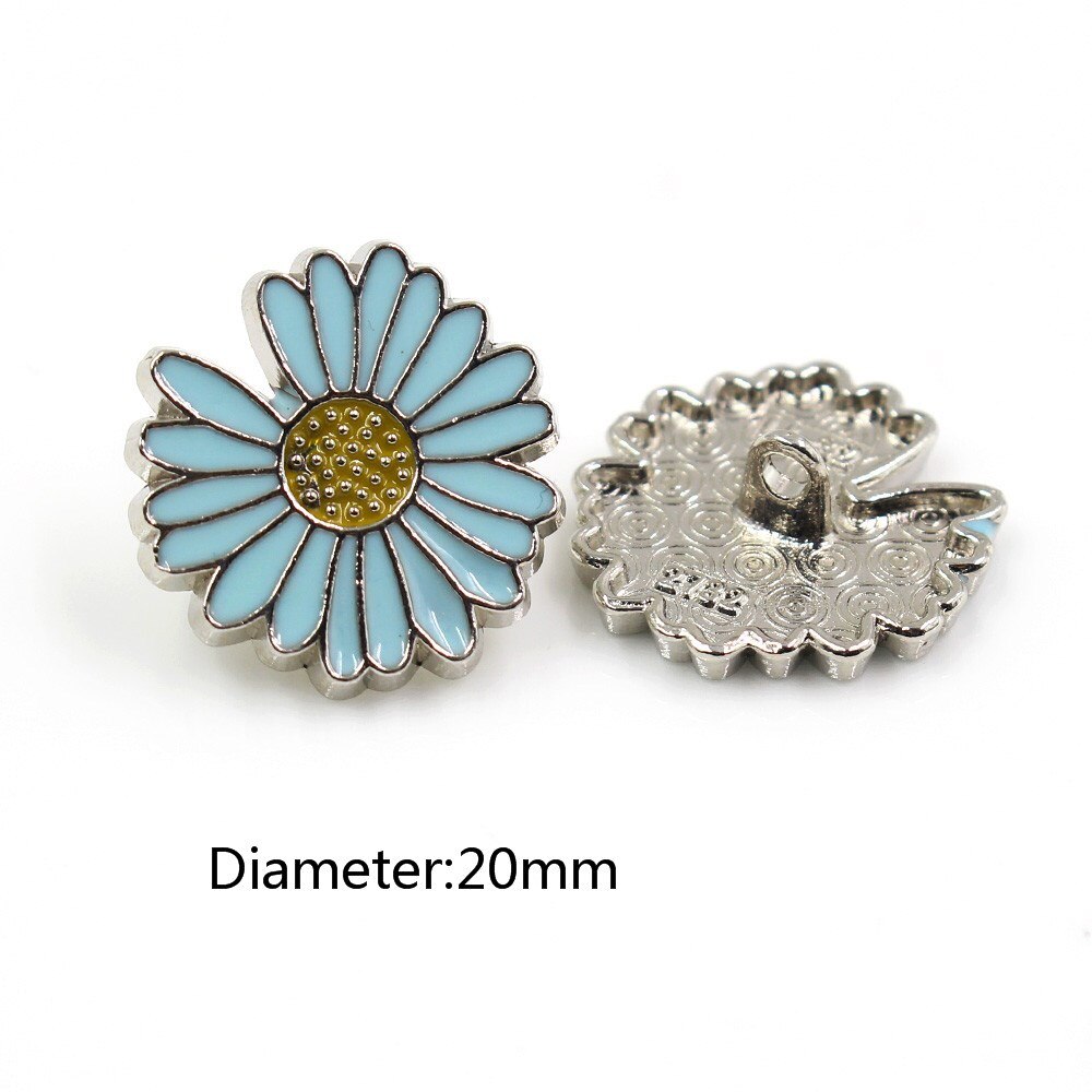 10 Stks/partij Zonnebloem Kleine Daisy-Vormige Knoppen Goud Voor Kleding Trui Jas Decoratie Shirt Knoppen Accessoires Diy Js-0270: blue / 25mm