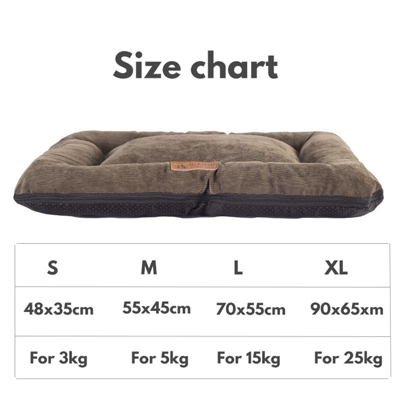 Corduroy Dog Bed Crate Mats Pad Cat Beds Pet Mat Sofa Kennel Sleeping Matteress with Removable Cover Soft Cushion for Large Dogs