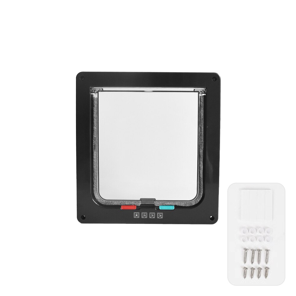 Animal Flap Gate Wall Cat Door Weather Stripping Easy Install Manual Lock 4 Way Security Puppy Pet Kitten Small Dog Convenient