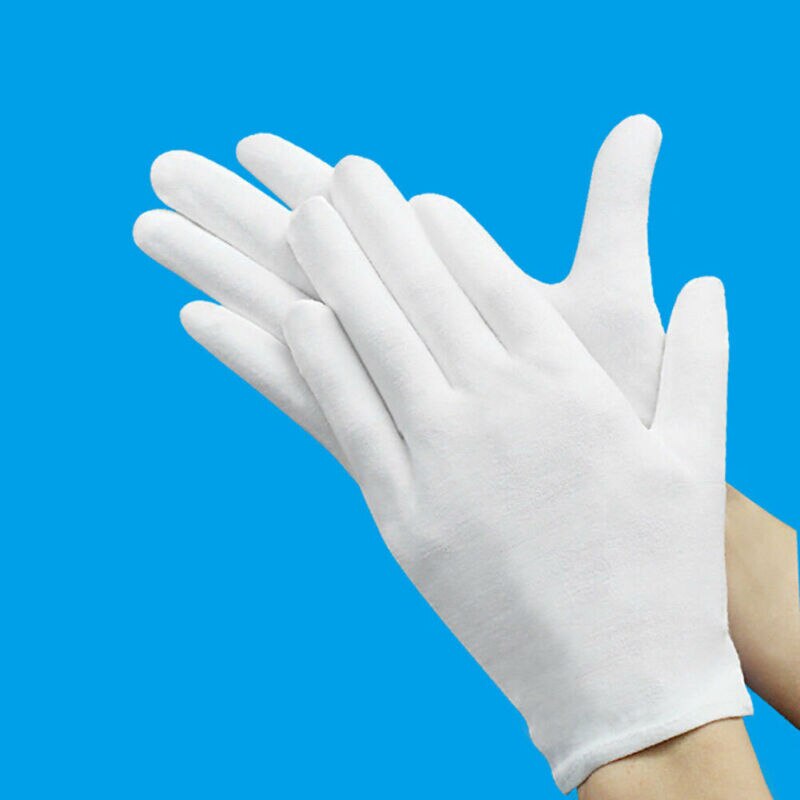 12 coppia Merci del Punto Bianco 100% Guanti di Cotone Guanti Da Lavoro Guanti Guanti Gioielli di Controllo Leggero/sconvolto S M L XL