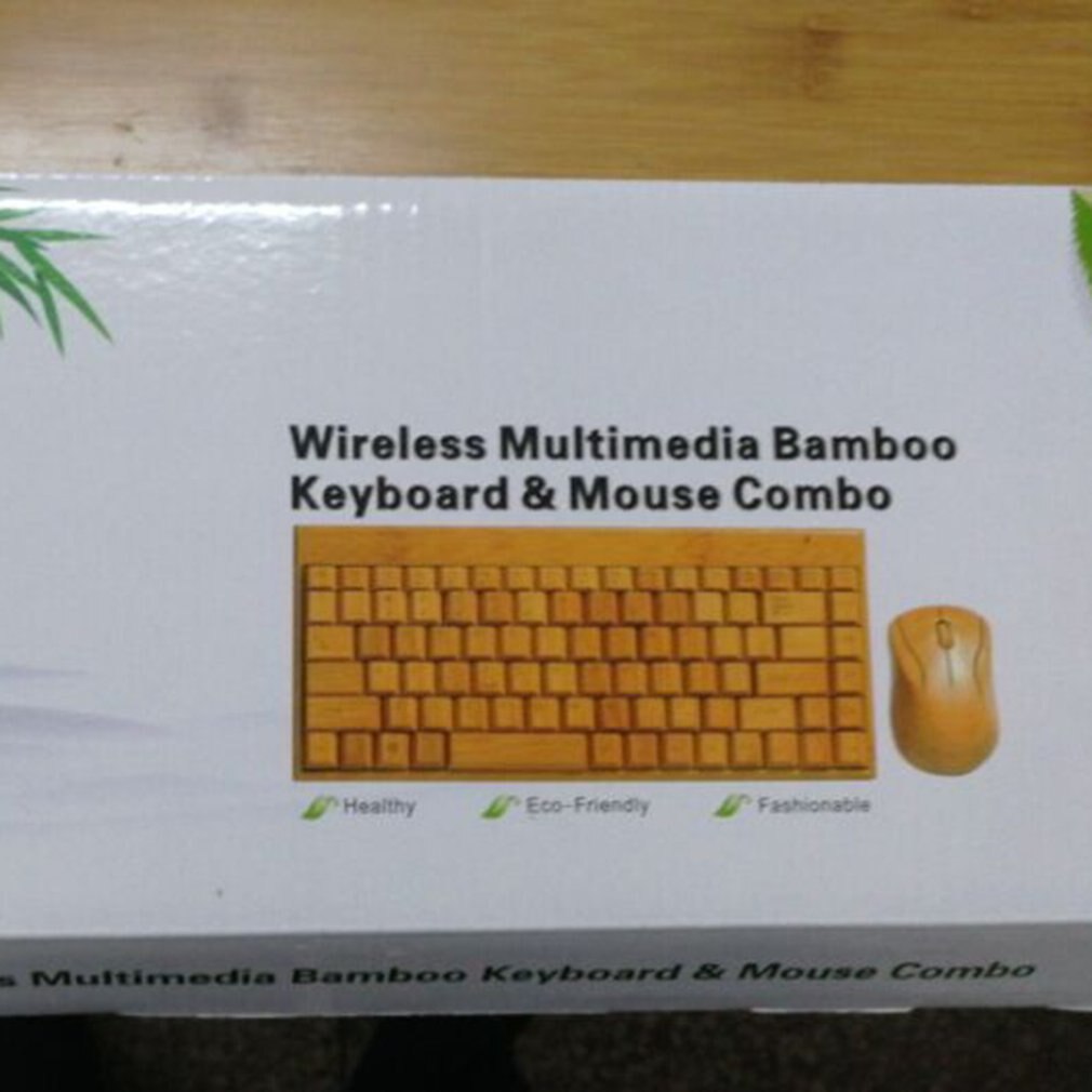 Clavier et souris sans fil en bambou 4G Combo clavier d'ordinateur fait main en bois naturel Plug And Play pour usage de bureau à domicile