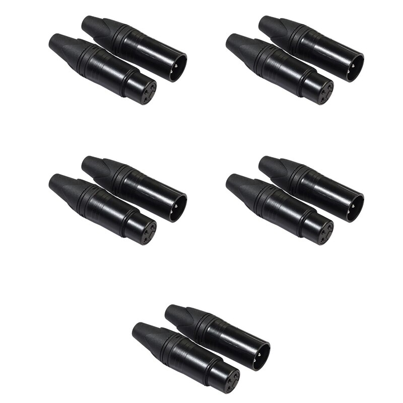 Conector de clavija de serpiente XLR de 3 pines, Conector de enchufe hembra y macho para micrófono, Conector de clavija chapado en oro XLR, 10 Uds.: Default Title