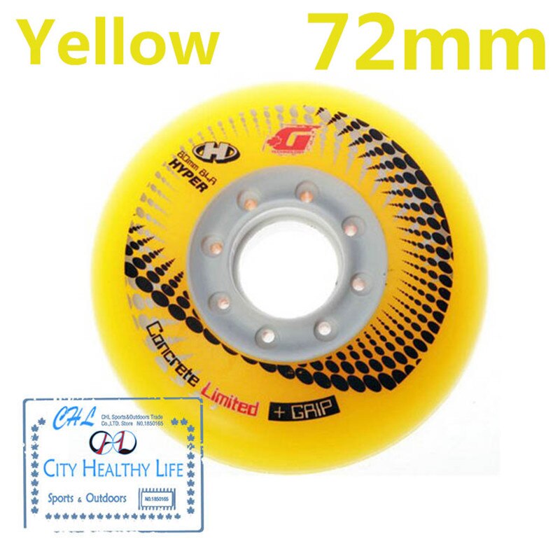 [72mm 76mm 80mm] 100% Original 84A SEBA Hyper + G Griff Beton Inline Rollschuhe Rad rollschuh FSK Slalom Bremsen Rad: Gelb 72mm