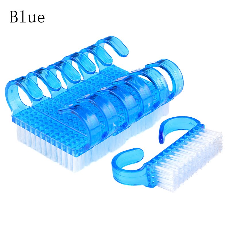 10 pezzi di plastica per la pulizia delle unghie spazzola per la rimozione della polvere delle unghie morbida per la cura delle unghie ottavino angolo mescolare di colori manicure pedicure strumenti per salone di bellezza: Blu