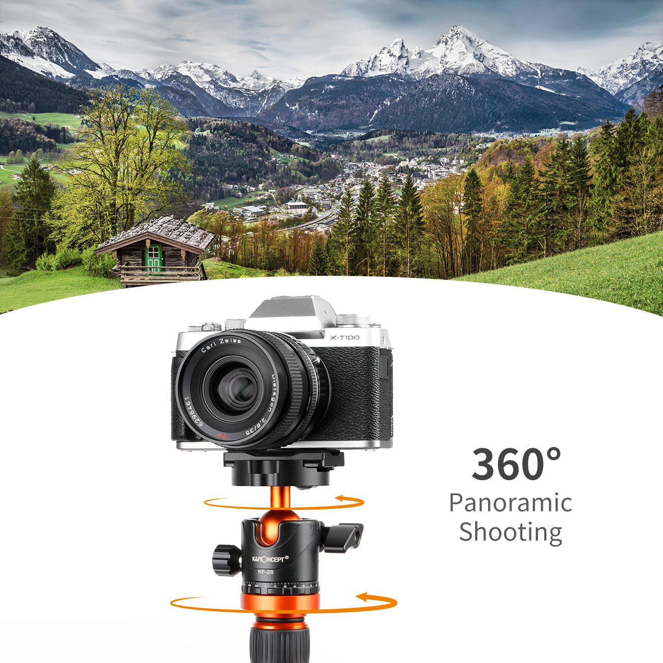 K &amp; F Concept – trépied monopode en métal, tête sphérique pivotante à 360 ° avec plaque de 1/4 pouces à dégagement rapide