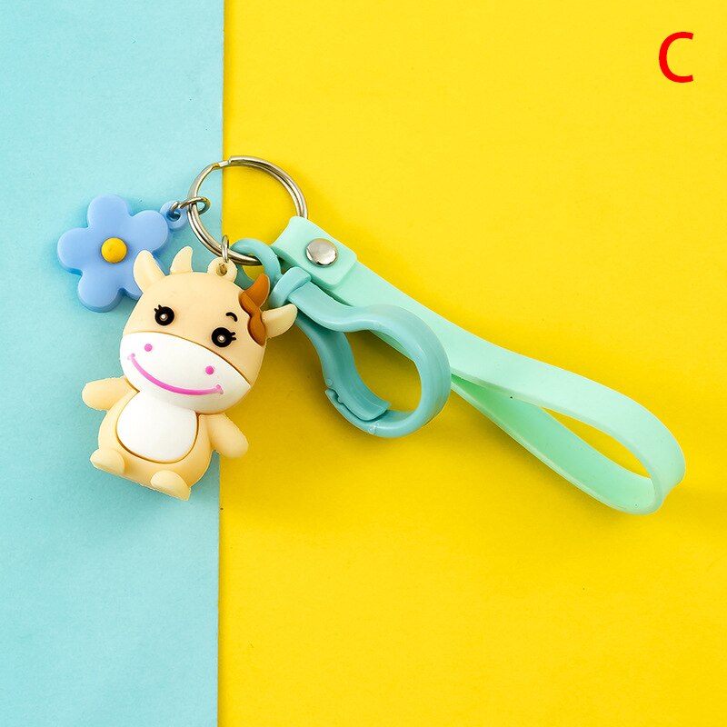 Year of the Ox Keychain Cow Doll Key Chain Lucky Car Key Chain Bag Pendant Keyring Year For Kids: C