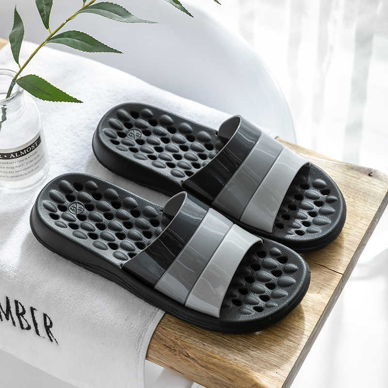 Zapatilla para baño antideslizante para hombre y mujer, zapatillas de verano resistentes al desgaste, cómodas, para interiores y baños: Negro / 39-40