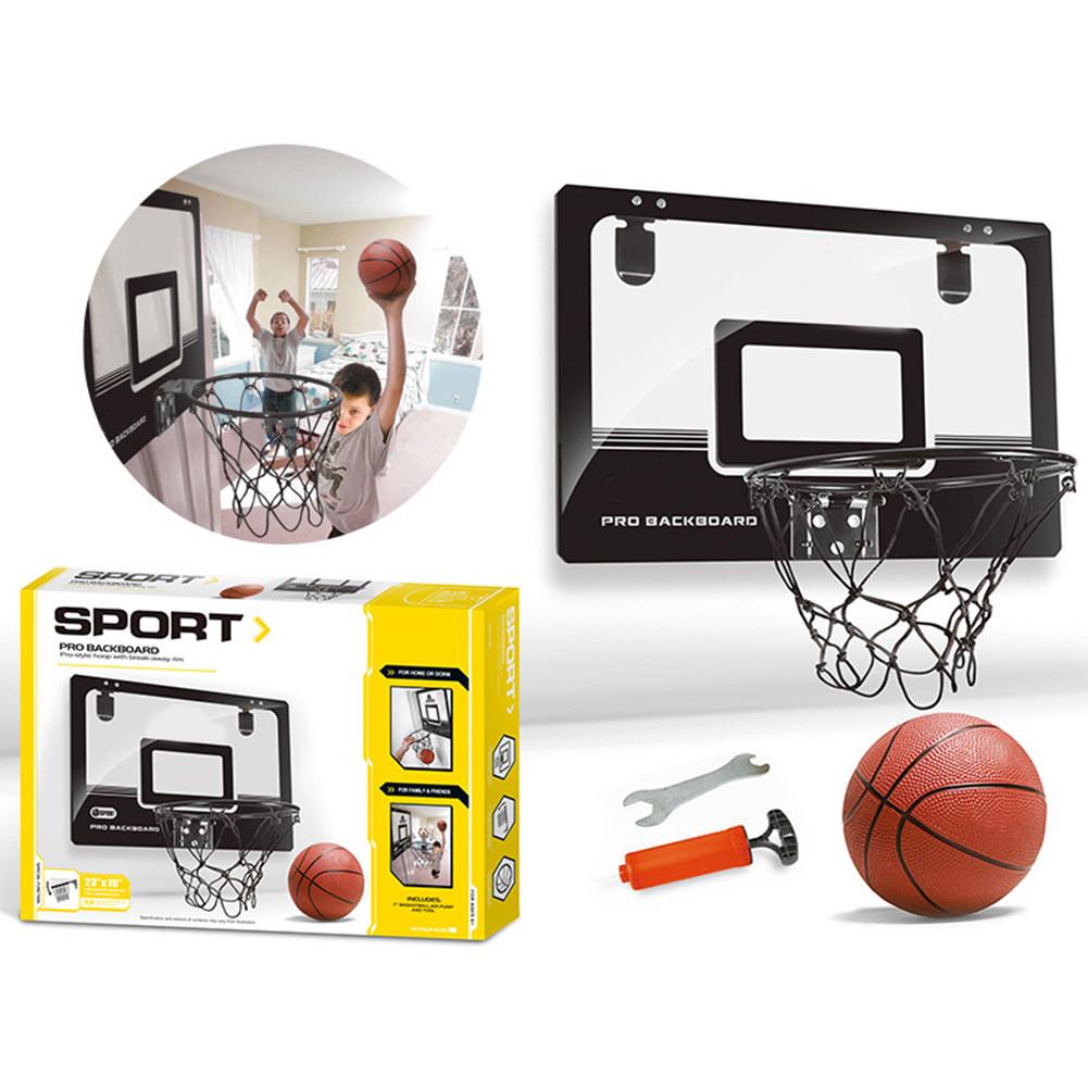 Mini Basketball Hoop Set With Transparent Hanging Door Backboard Adults Indoor Sports Equipment For Basements Bedrooms Offices: Black