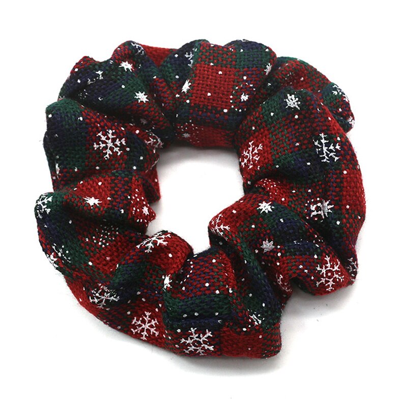 Christmas Hair Schrunchies Snowflakes Elastic Hair Bands Girls Hair Ties Ponytail Holder Red Xmas Hair Rope Kids Gum Accessories: 4