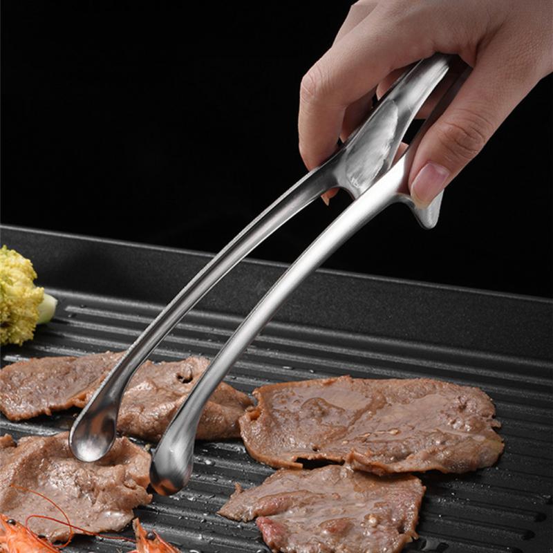 Gold Silber Edelstahl Lebensmittel Zange Koreanische Grill Zange Picknick Grill Grill BBQ Steak Klemme Backen Werkzeuge Clip Koch Zange