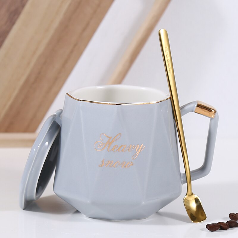 Gold Luxury Espresso Coffee Mugs Ceramic Reusable Mug Lid Coffeeware Canecas De Porcelana Travel Mug EA60MK: Style 3