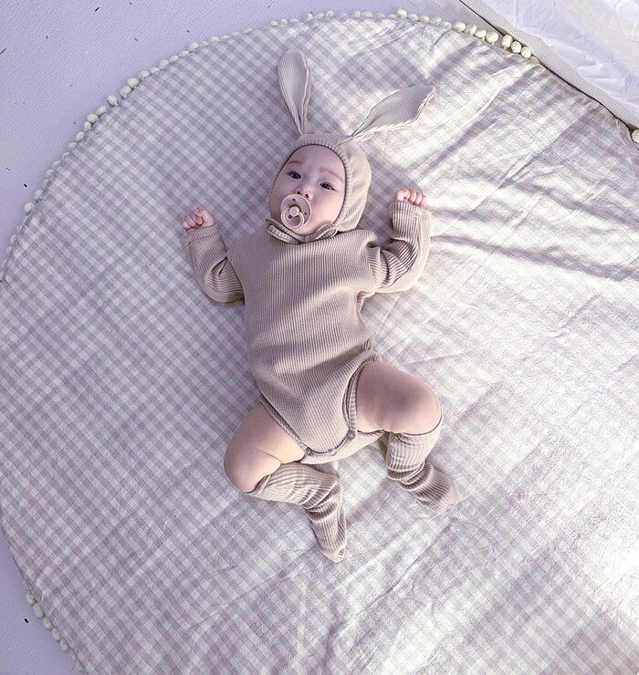 Facejoyous Kinderen Bodysuit Baby Kleding Voor Jongens Meisjes Cartoon Bodysuit + Konijn Oren Hoed + Sok Baby Bodysuit 3Pcs baby Kleding