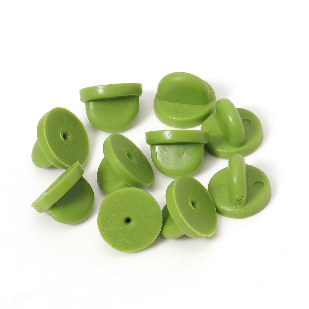 50pcs Rubber Pin Backs Brooch Bukle Button Clasp Clutch Care Cap Nail Tie Back Stoppers Squeeze Badge Holder Jewelry Accessories: Green