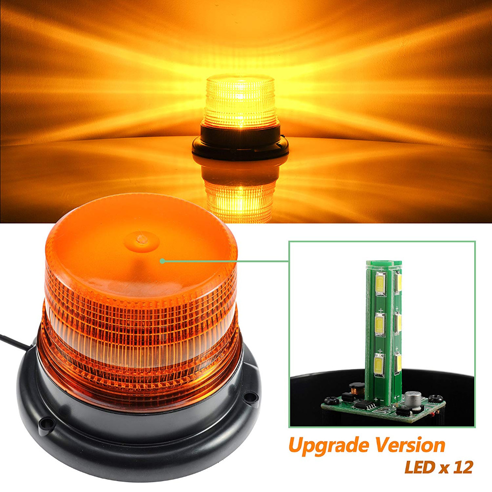 4 "tommer dome 12 led magnet mount konstruktion køretøj bil advarsel strobe lys beacon rav rød blå politi blinkende lys