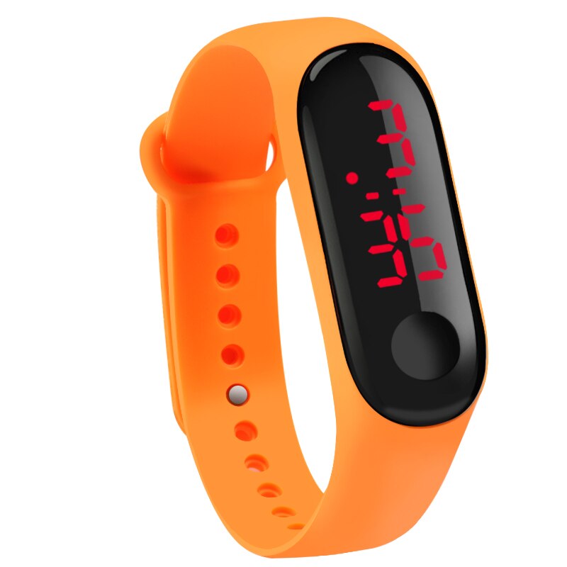 10 farben berühren LED Anzeige Datum Digital-Sport lässig Silikon Gurt Männer Frauen Armbinde freundlicher Armbinde Uhr Uhr: Orange