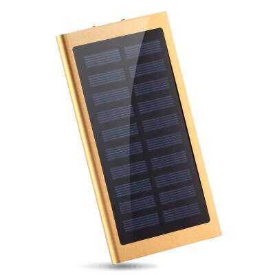 30000mAh Solar Power Bank Portable Waterproof LED Battery Powerbank Fast Charging External Battery for smart phone: gold