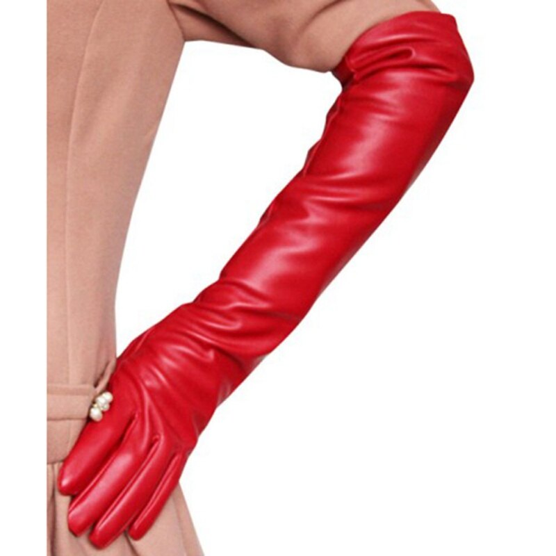 Panie kobiety Opera Party Over Elbow Glove PU skórzane długie rękawiczki