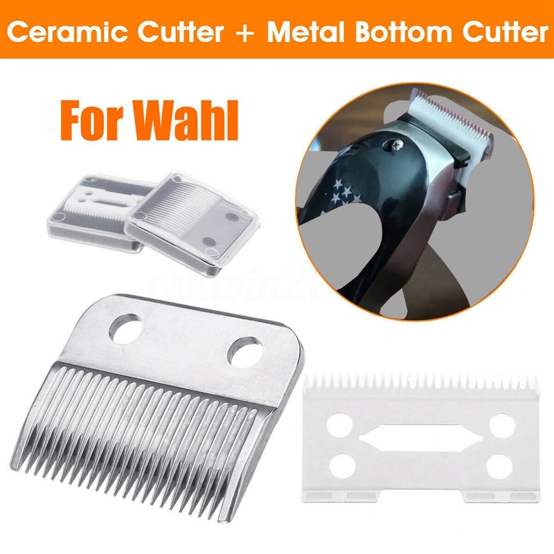 2Pc Hair Beard Replace Ceramic Blade Cutter Metal Bottom for Wahl Shear Clipper