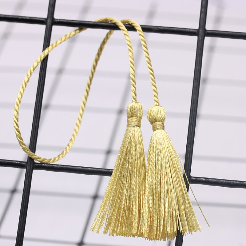 Cuerda larga de doble extremo con flecos para decoración, cinta de cordón de seda con flecos para manualidades, joyería, prendas de vestir, 5 uds.: Khaki gold
