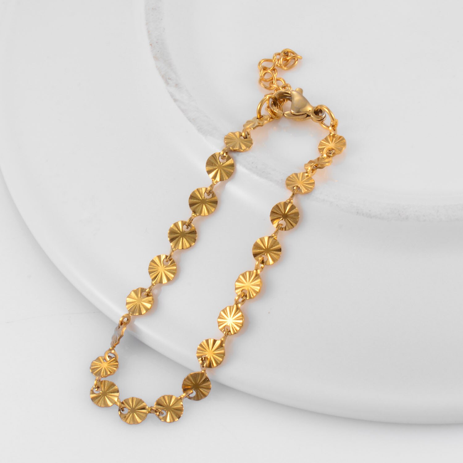 Bracciale tondo in oro a catena fatto a mano in acciaio inossidabile gioielli da uomo e da donna di alta qualità: 22CM / Gold