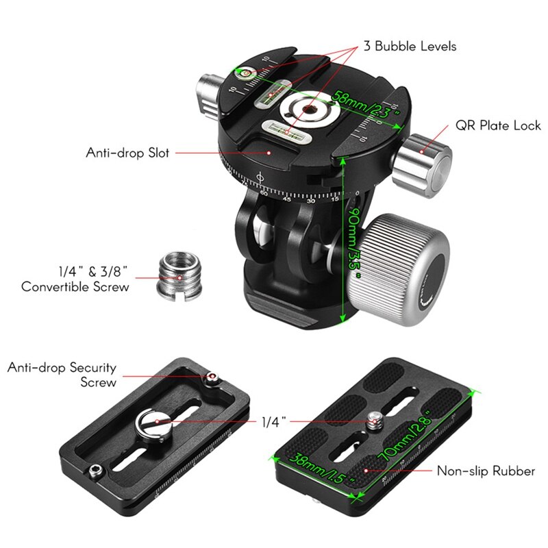 Tripod Head Panoramic Bird Watching Timelapse Photography Ball Head with Quick Release Plate for Sirui L10 RRS MH-02