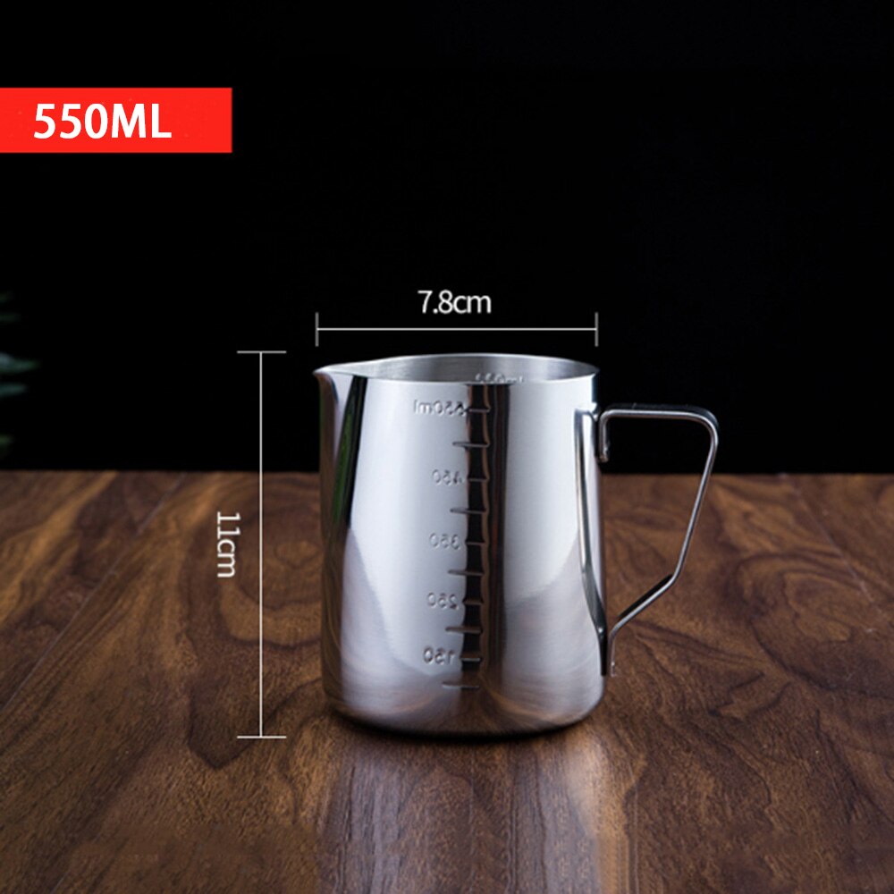 Milk Steaming &amp; Frothing Pitcher, Stainless Steel Non-Stick Milk Jug Pull Flower Cup Perfect For Coffee Cappuccino Latte Art: 550ML Pitcher