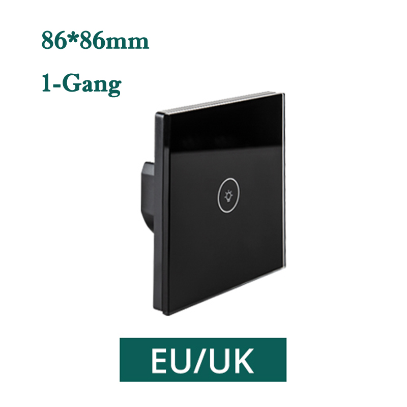 Tuya smart wifi switch smart life app alexa google home remote smart home wall touch switch eu  us 1 2 3 gang væg lys switch: 86eu 1- gang sort