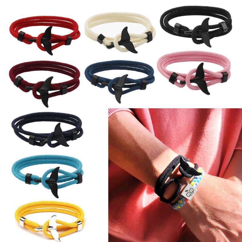 Summer Handmade Whale Tail Viking Rope String Bracelet Beach Surfing Paracord Wristband Jewelry Unisex