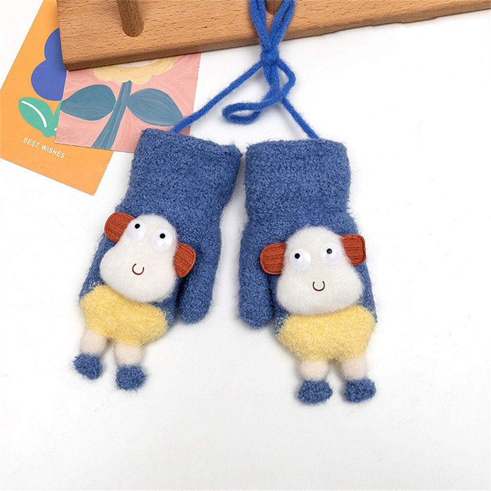 Jongen Meisje Baby Peuter Kinderen Kids Leuke Winter Gebreide Handschoenen Wanten Dikker Wanten: blue