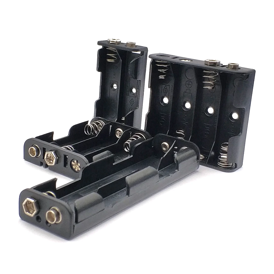 AA Batterij Houder 3V 6V 9V 12V voor 2X 4X 6X 8X AA Batterijen Zwart Plastic Opbergdoos Case Dubbele Lagen met 9V Connector