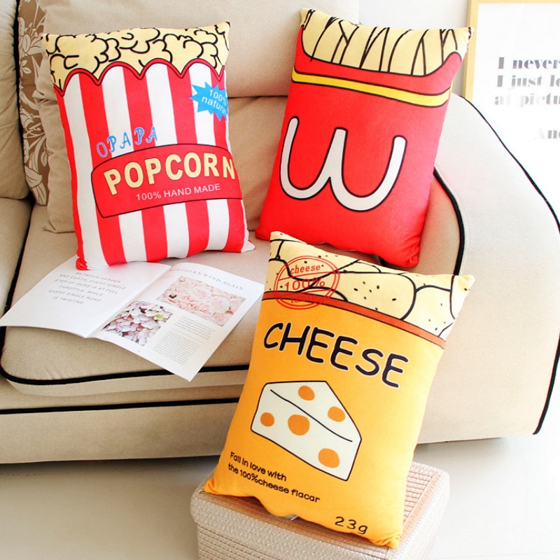 55*40 cm Kawaii pomme de terre pop-corn fromage Simulation alimentaire oreiller farce doux en peluche coussin mignon jouet traversin enfants fille