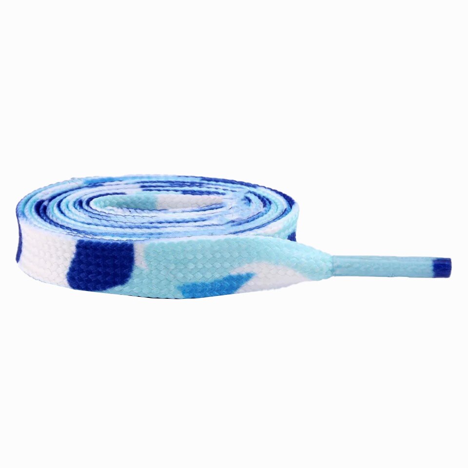 1 paire lacets colorés arc-en-ciel dégradé impression toile plate lacets chaussures décontracté couleur chromatique lacets décontracté és pour baskets: Camouflage blue