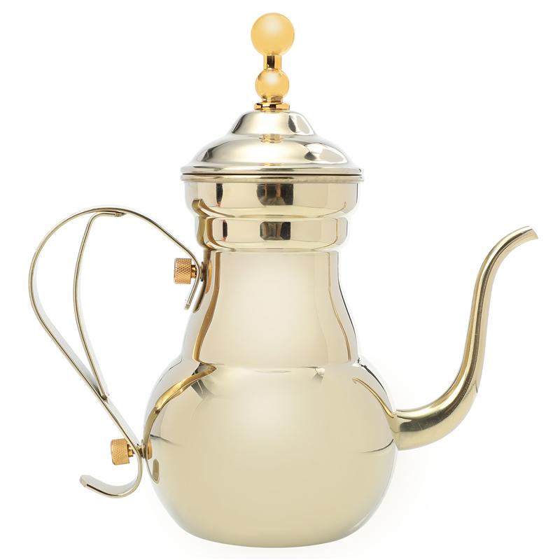 Théière arabe du moyen-orient, acier inoxydable, argent or, col de cygne, Pour café, thé, bouilloire, filtre, passoire, Pot environnemental: Or