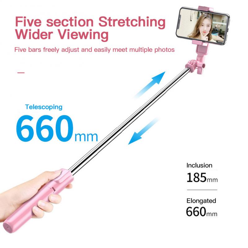 Draadloze Bluetooth Selfie Stok Led Ring Licht Uitschuifbare Handheld Monopod Live Statief Voor Iphone/Android Smart Telefoon