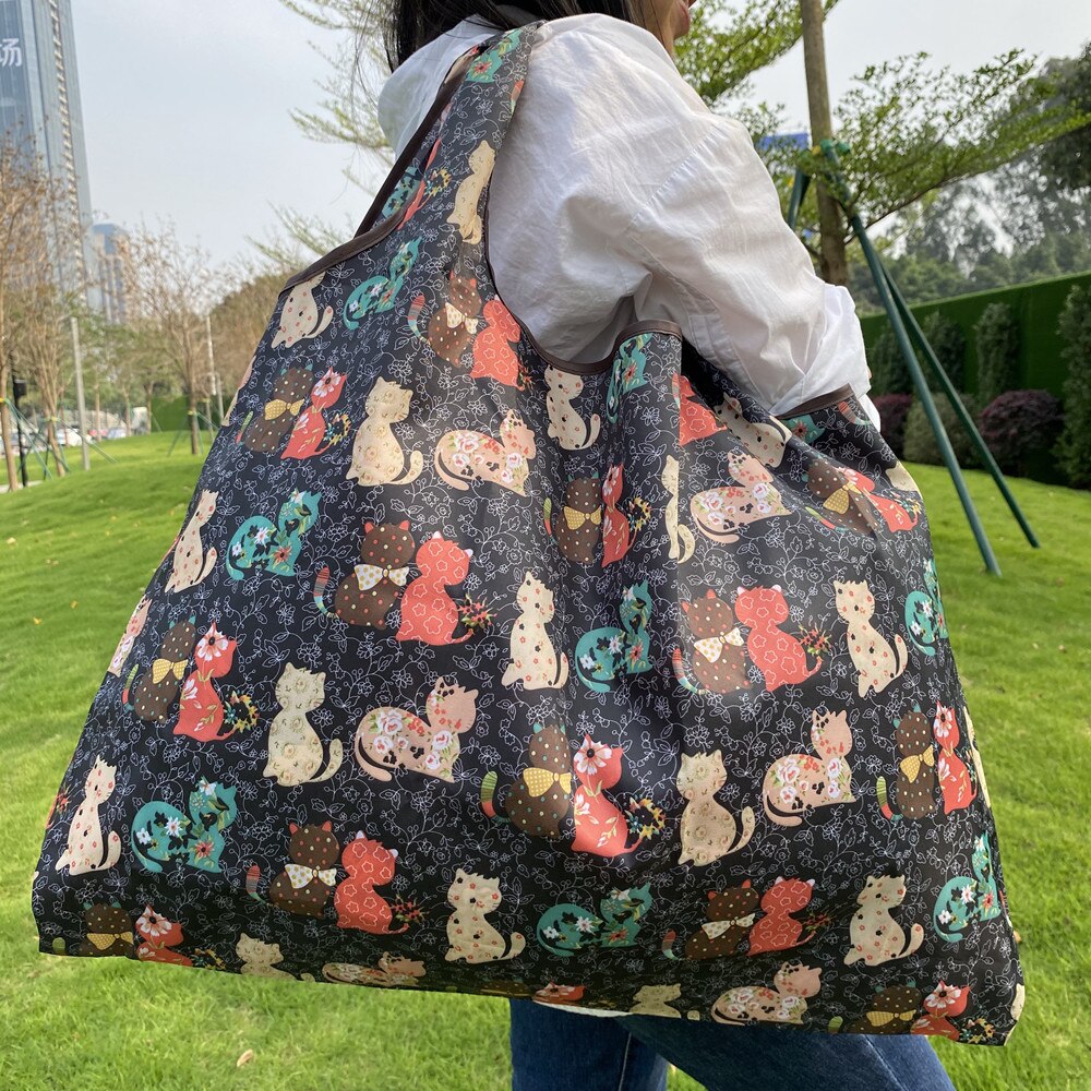 Herbruikbare-Boodschappentas-Kruidenier Tas-Handtas-Opbergtas-Opvouwbare Grote 50LB Leuke Reizen Opbergtas grote Handtas: 32013