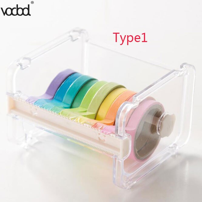 Vodool beige farve japansk papirvarer maskeringstape cutter washi tape opbevaring arrangør cutter kontor tape dispenser forsyninger: Maskeringstape cutter