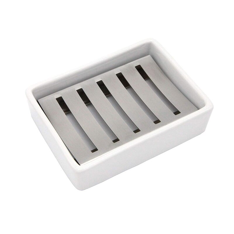 Countertop Soap Rack Double Layer Drain Soap Dish Ceramic Sink Storage Box for Kitchen Bathroom Toilet Rustproof: Default Title