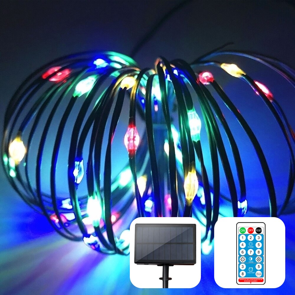 Solar LED Fairy Light Outdoor Garden Decor Garland Street IP65 Waterproof String Lights Solar Powered Lights With Remote: Multicolor-remote / 30m-300led