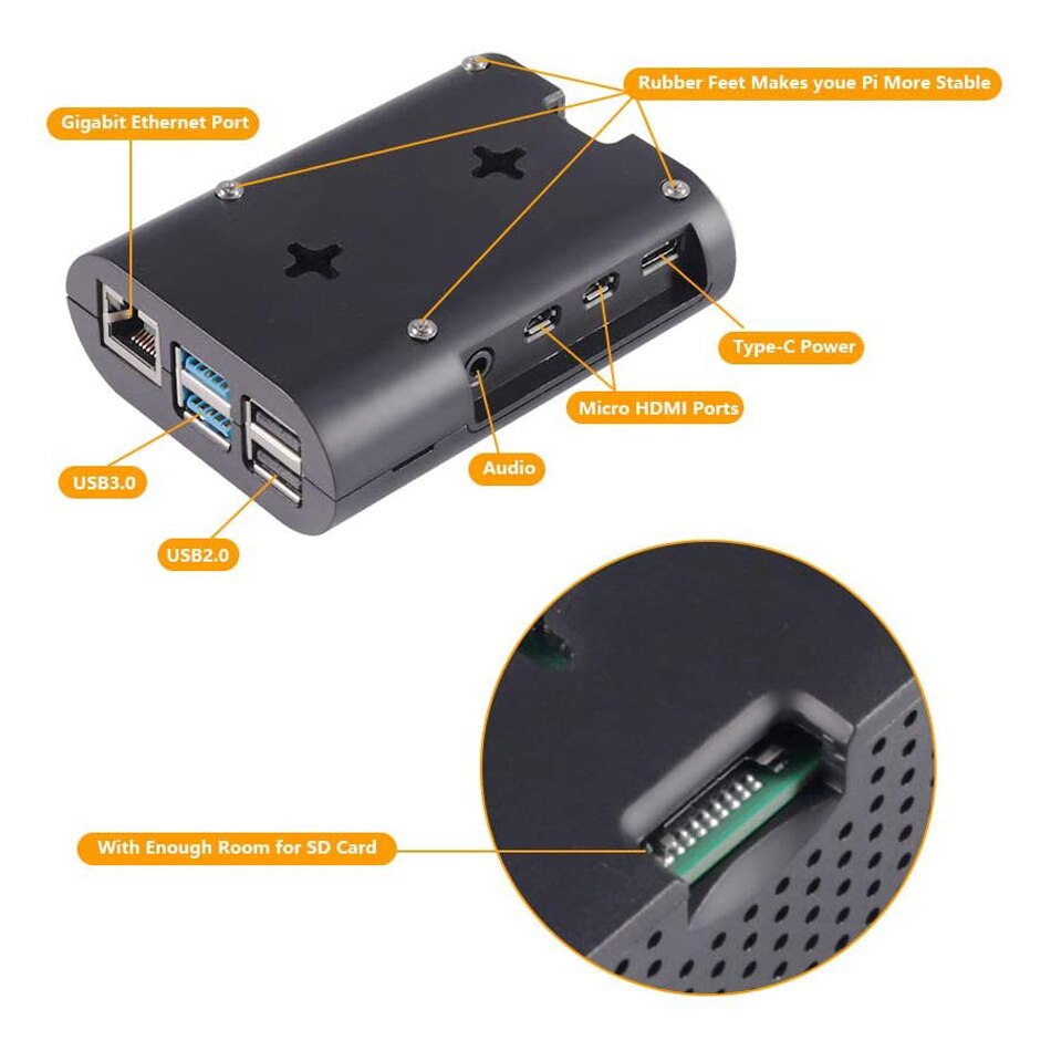 For Raspberry Pi 4B Case Raspberry Pi 4 Case with Cooling Fan and Heat Sink Raspberry Pi 4 Heatsinks For Raspberry Pi 4 Model B