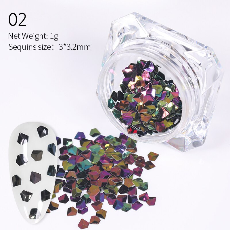 Holographiques ongles paillettes mélange étoile coeur rond flocons miroir irrégulière Paillette ultra-mince paillettes 3D Nail Art décoration: 16