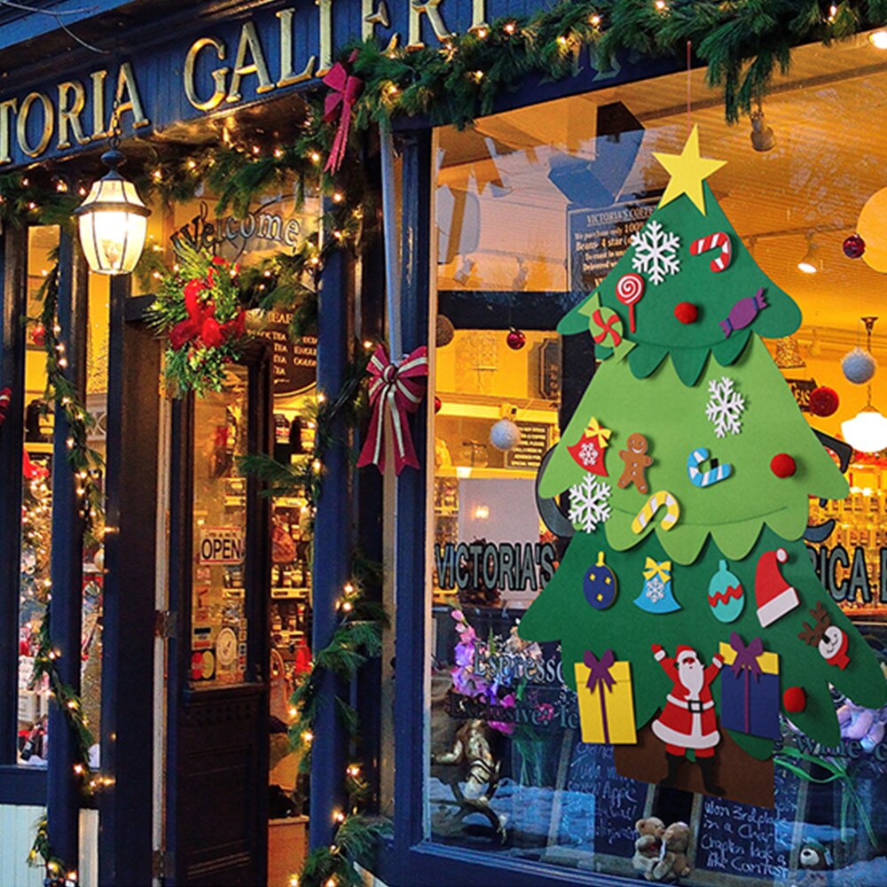 3D bricolage feutre arbre de noël avec éclairage maison décoration de noël enfant de noël jouets nouvel an Navidad décorations de noël