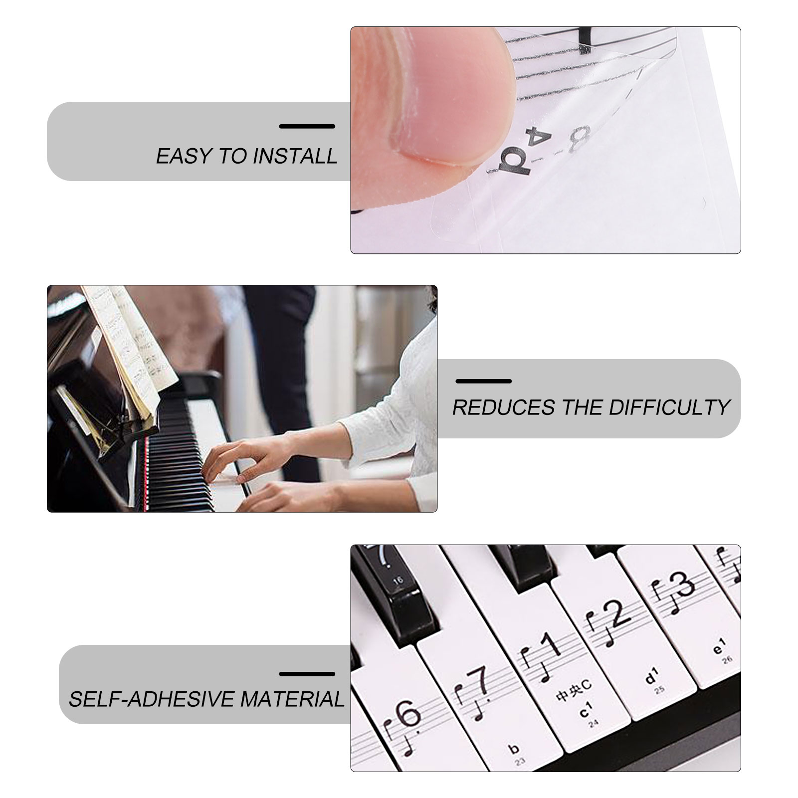 2 Pcs Piano Sticker Piano Keyboard Decals Piano Beginner Decal Piano Accessories