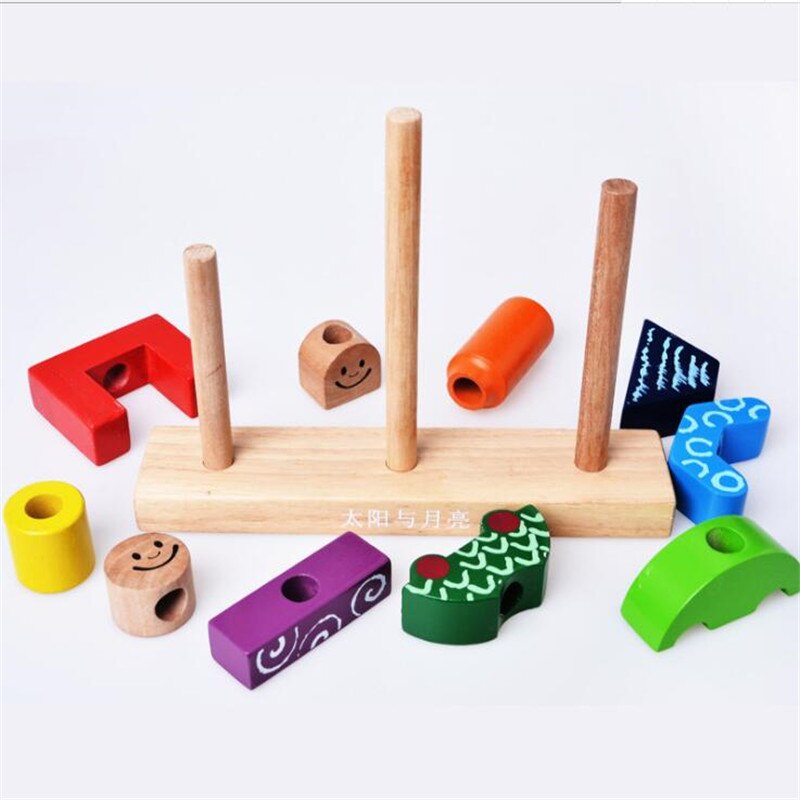 Wooden Building Blocks Intelligence Toys Sun & Moon For Children IQ Brain Training Toy Early Educational Learning Family Toy