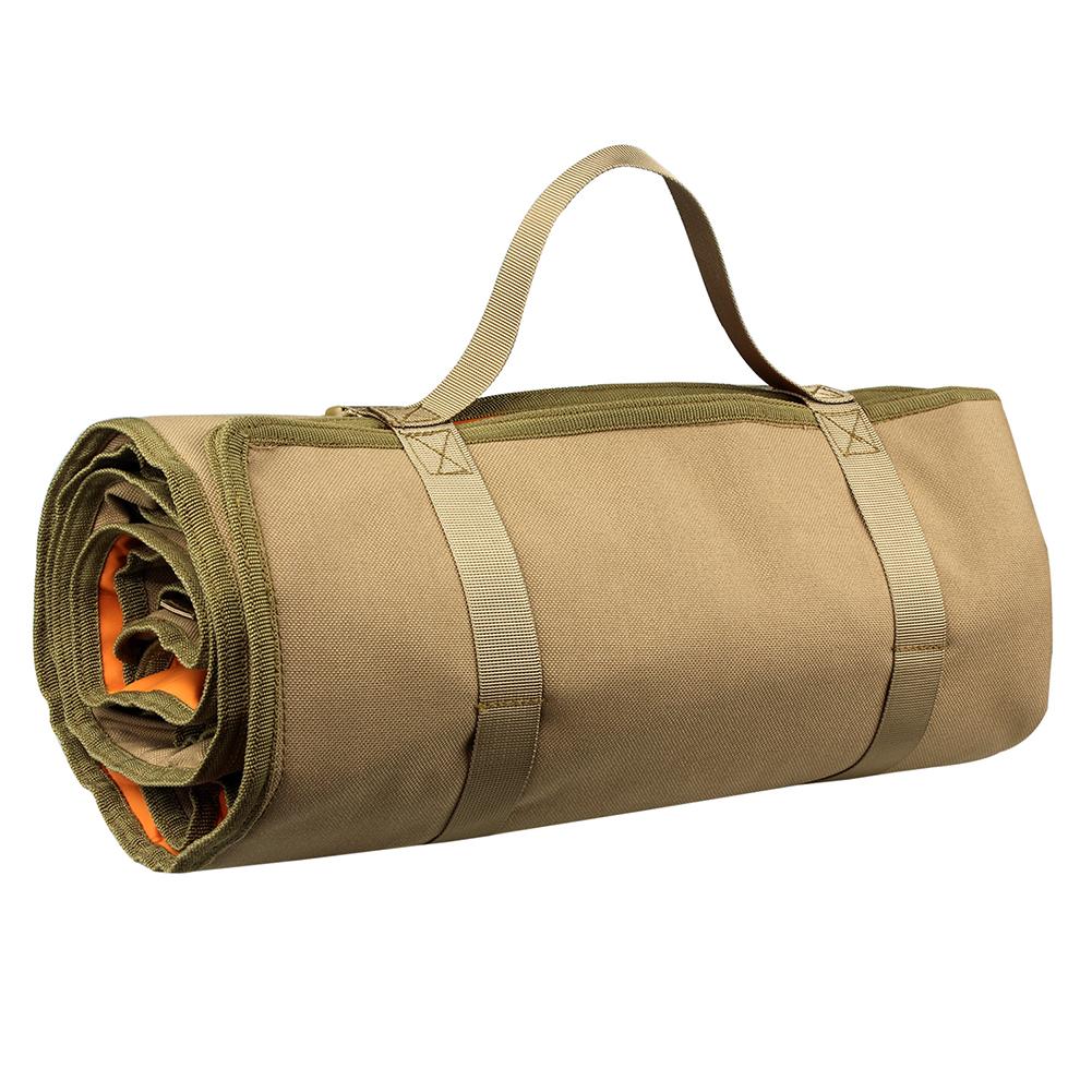 Outdoor Lightweight Roll Up Shooting Mat NonSlip Double-sided Pad Waterproof Nylon Cloth Moistureproof Portable Camping Placemat: Khaki
