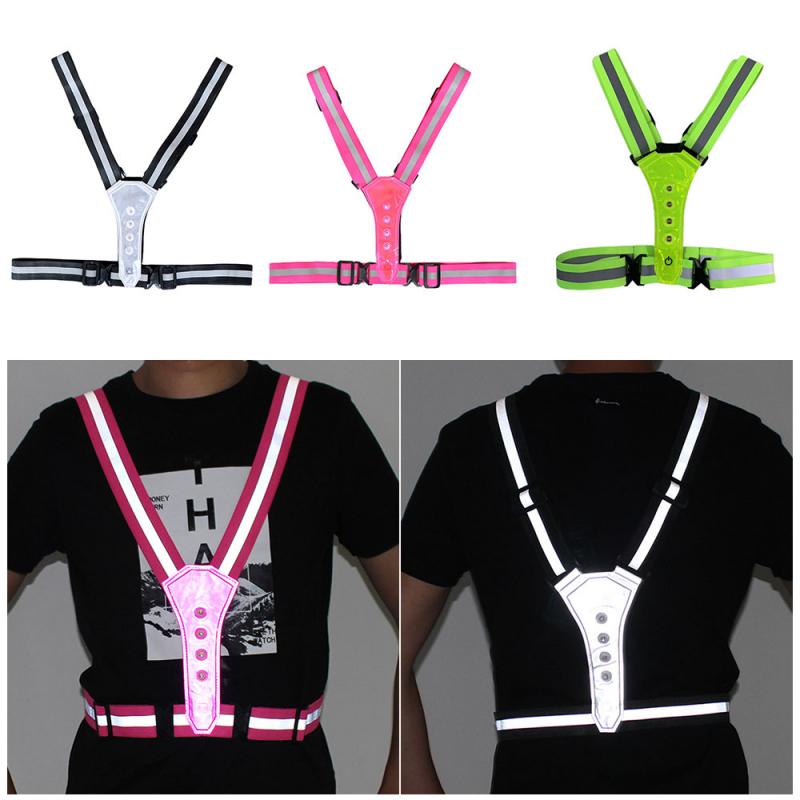 Reflecterende Vest Y-Vormige Harness Strap Voor Night Riding Lichtgevende Borstband Led Licht Reflecterende Vest Veiligheid Jas Borst band
