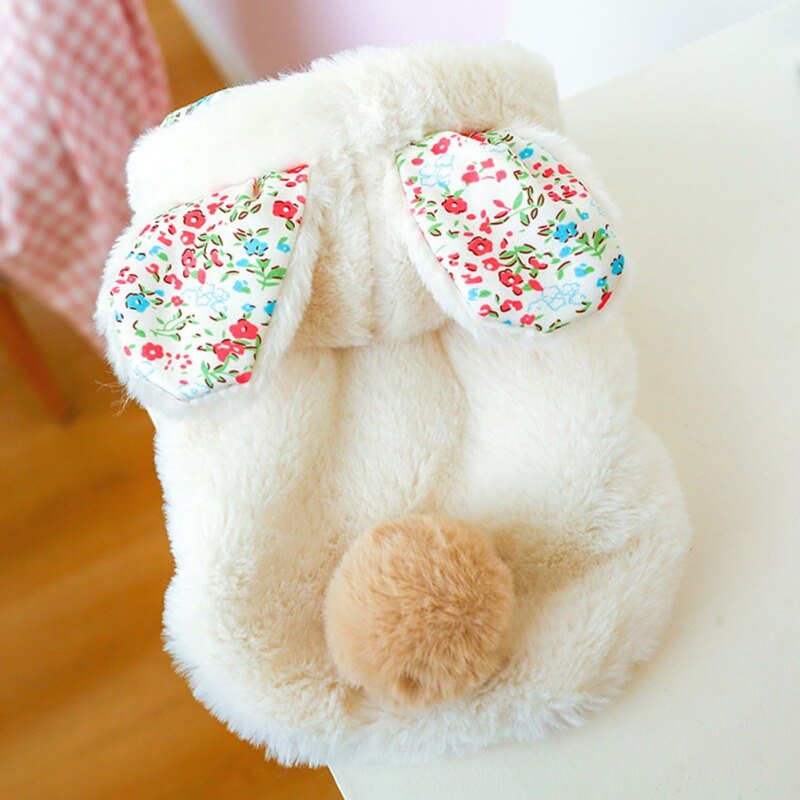 Ropa suave y cálida para Perro, abrigo para Chihuahua, Yorkshire, bonito conejo Floral: Blanco / S